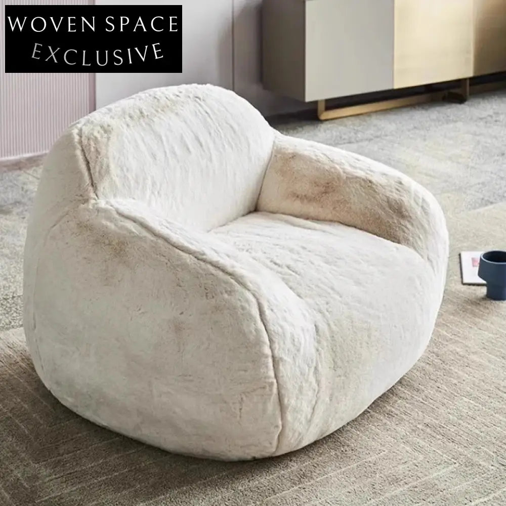 Modern Living Room Artificial Lamb Wool Low Arm Leisure Chair with Ottoman Set