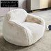 Modern Living Room Artificial Lamb Wool Low Arm Leisure Chair with Ottoman Set