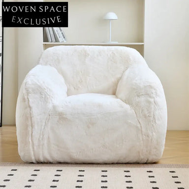 Modern Living Room Artificial Lamb Wool Low Arm Leisure Chair with Ottoman Set