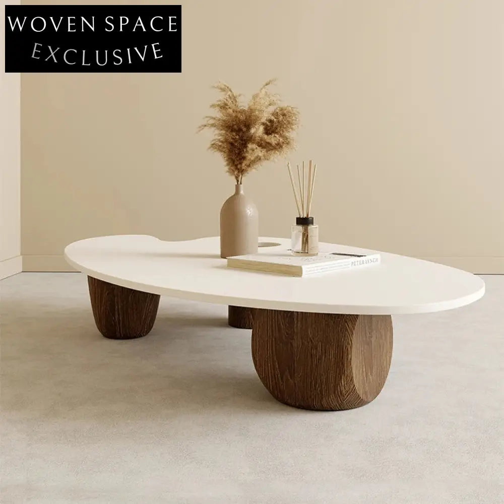 Modern Living Room Glass Top Rounding Solid Wood Coffee Tea Table