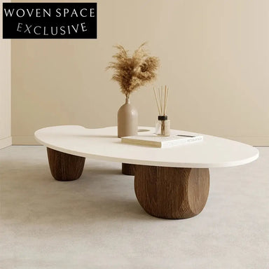 Modern Living Room Glass Top Rounding Solid Wood Coffee Tea Table