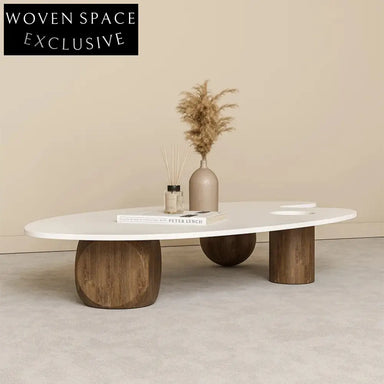 Modern Living Room Glass Top Rounding Solid Wood Coffee Tea Table