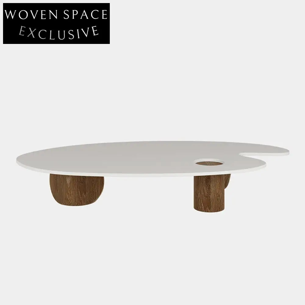 Modern Living Room Glass Top Rounding Solid Wood Coffee Tea Table