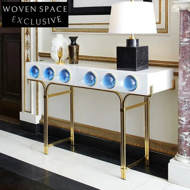 Modern Living Room Metal Leg Acrylic Wooden Entryway Console Table