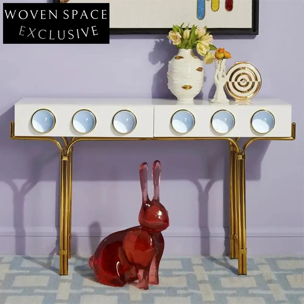 Modern Living Room Metal Leg Acrylic Wooden Entryway Console Table