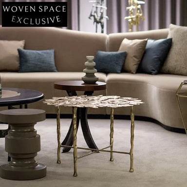 Modern Lotus Leaf Copper Metal Side Table for Living Room Coffee Table