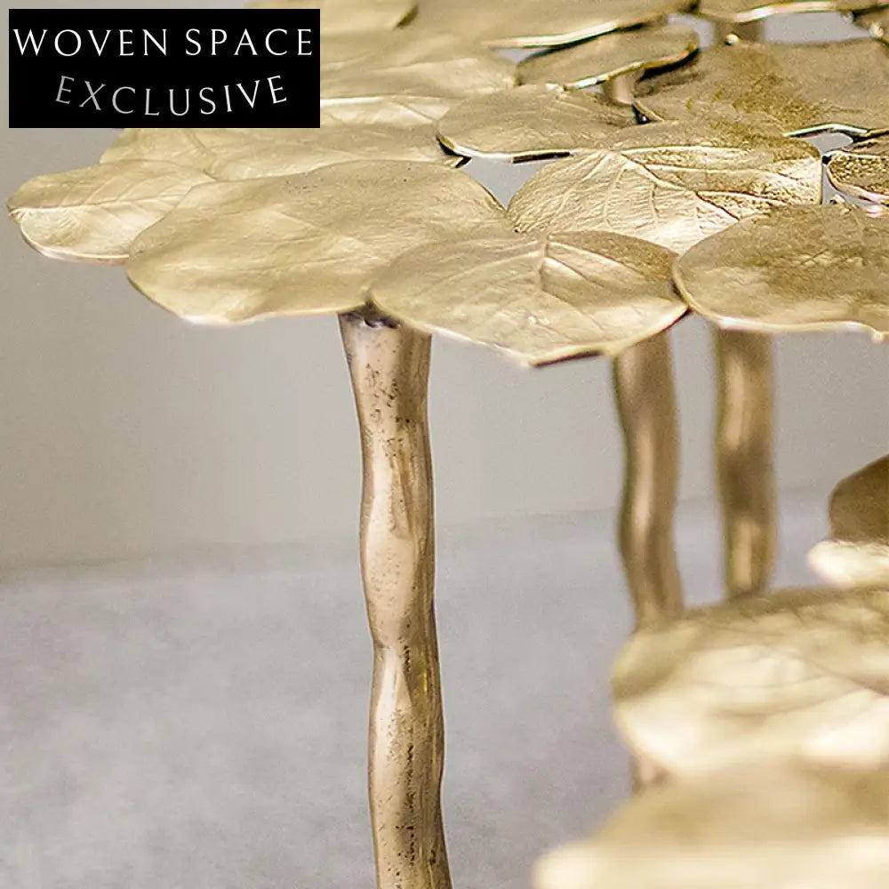 Modern Lotus Leaf Copper Metal Side Table for Living Room Coffee Table