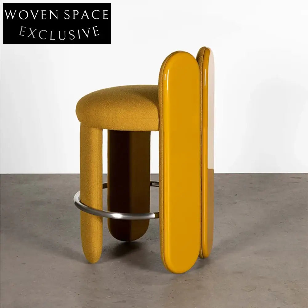 Modern Low Backrest Lamb Wool Fabric Counter Height Bar Stool