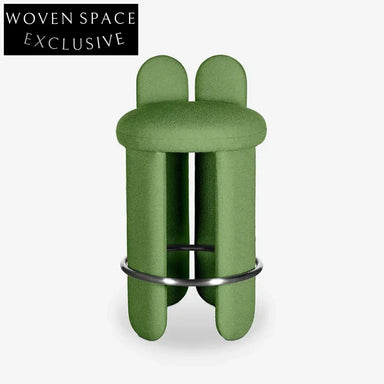 Modern Low Backrest Lamb Wool Fabric Counter Height Bar Stool