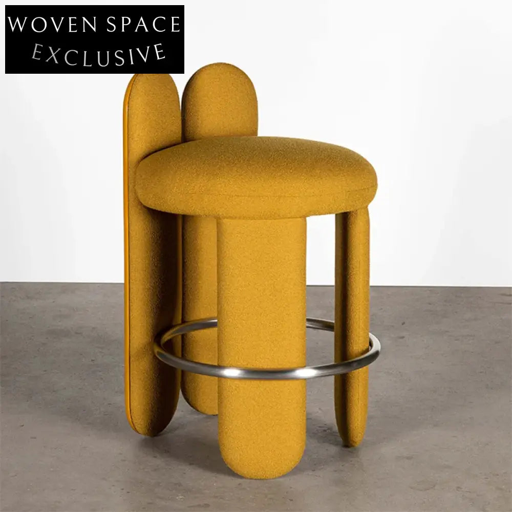 Modern Low Backrest Lamb Wool Fabric Counter Height Bar Stool