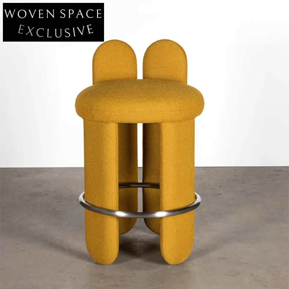 Modern Low Backrest Lamb Wool Fabric Counter Height Bar Stool