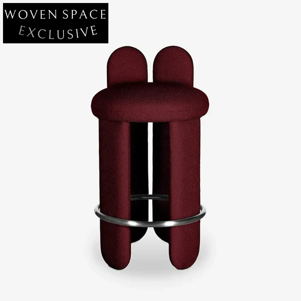 Modern Low Backrest Lamb Wool Fabric Counter Height Bar Stool