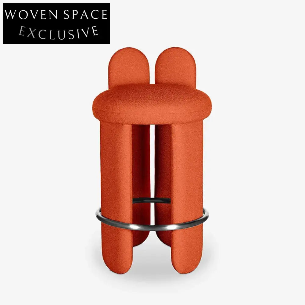 Modern Low Backrest Lamb Wool Fabric Counter Height Bar Stool