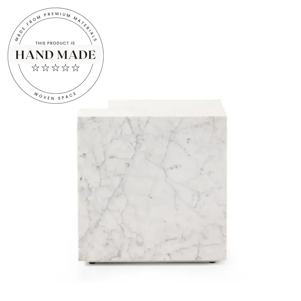 Modern Luxury 50cm Square Natural Marble Stone Side Table
