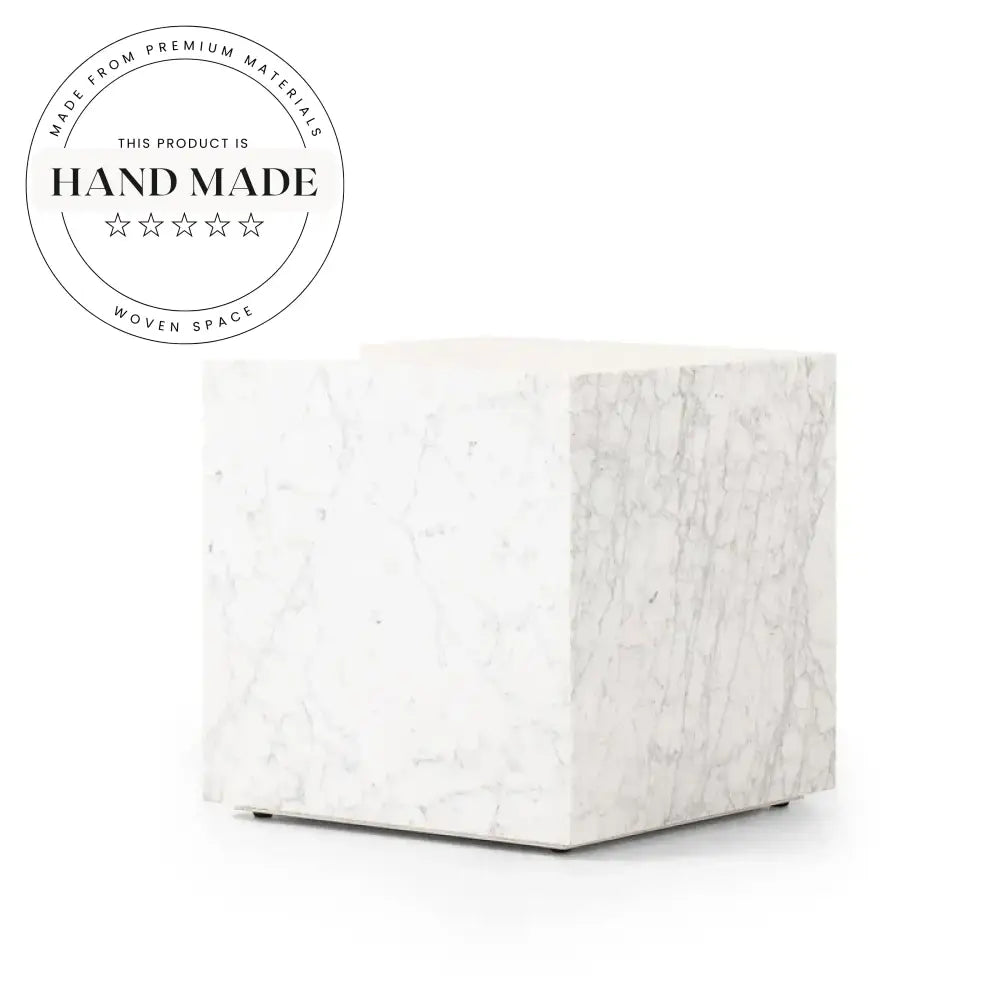 Modern Luxury 50cm Square Natural Marble Stone Side Table