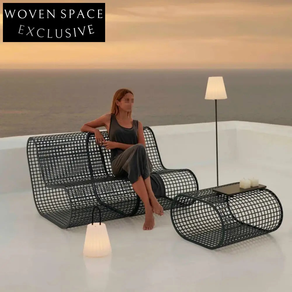 Modern Luxury Aluminum Frame Rope Poolside Outdoor Lounge Chair