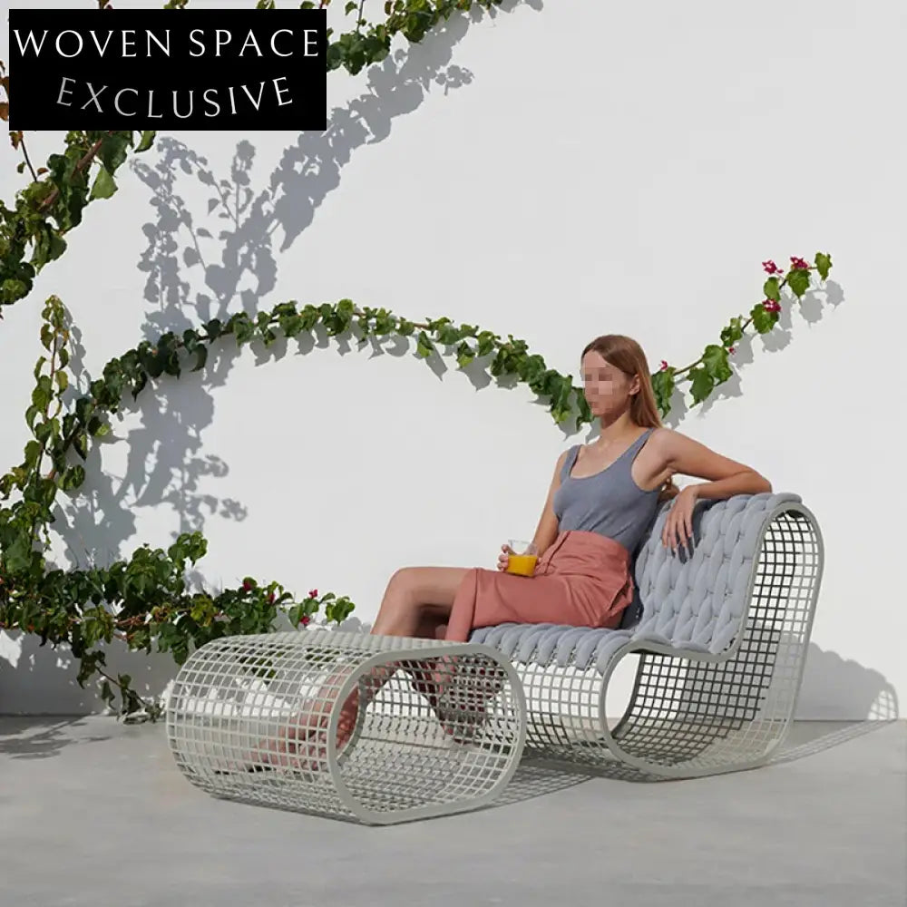 Modern Luxury Aluminum Frame Rope Poolside Outdoor Lounge Chair