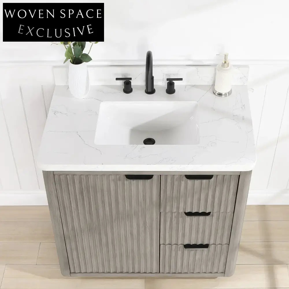 Modern Luxury Bathroom Vanity Sink Basin Cabinet Set with Soft-Close Drawers