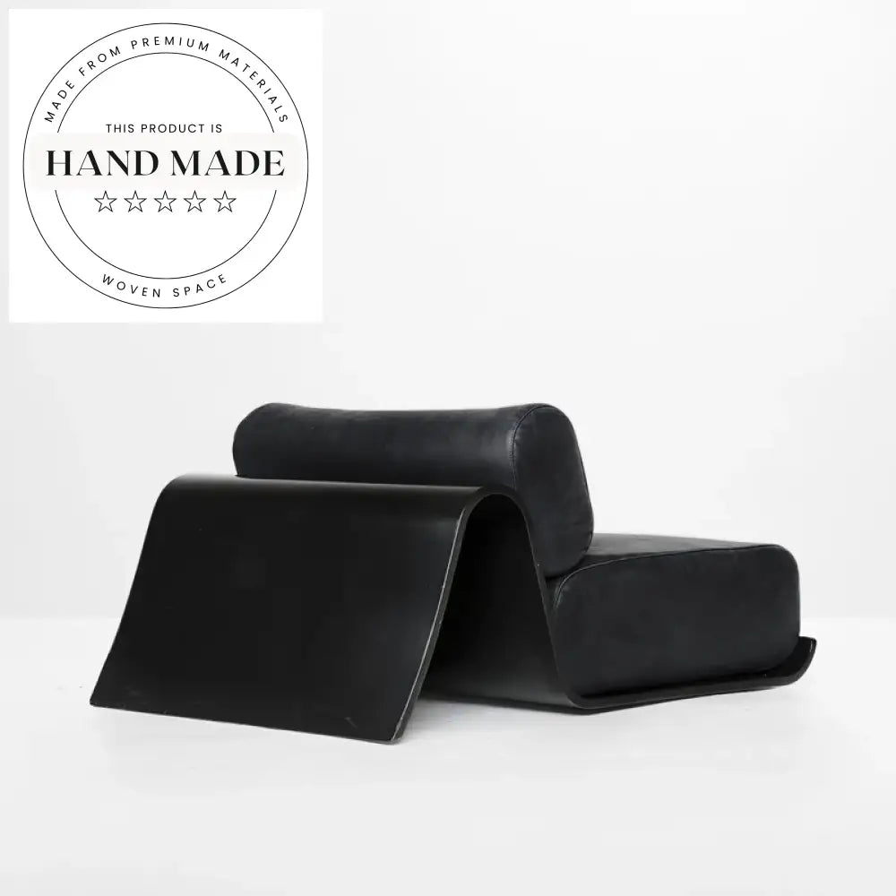 Modern Luxury Black Leather Accent Armchair with Metal Legs, Recliner