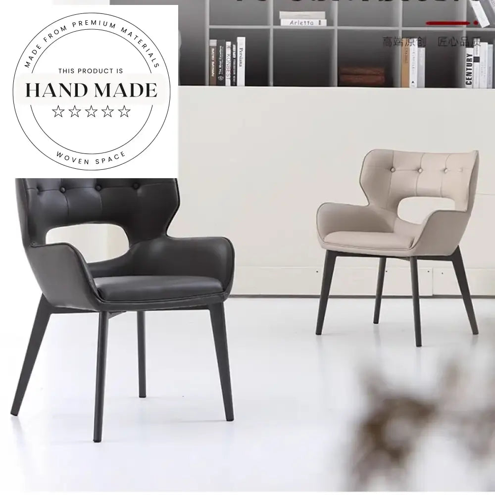 Modern Luxury Black Leather Upholstered Comfortable Padded Dining Chair