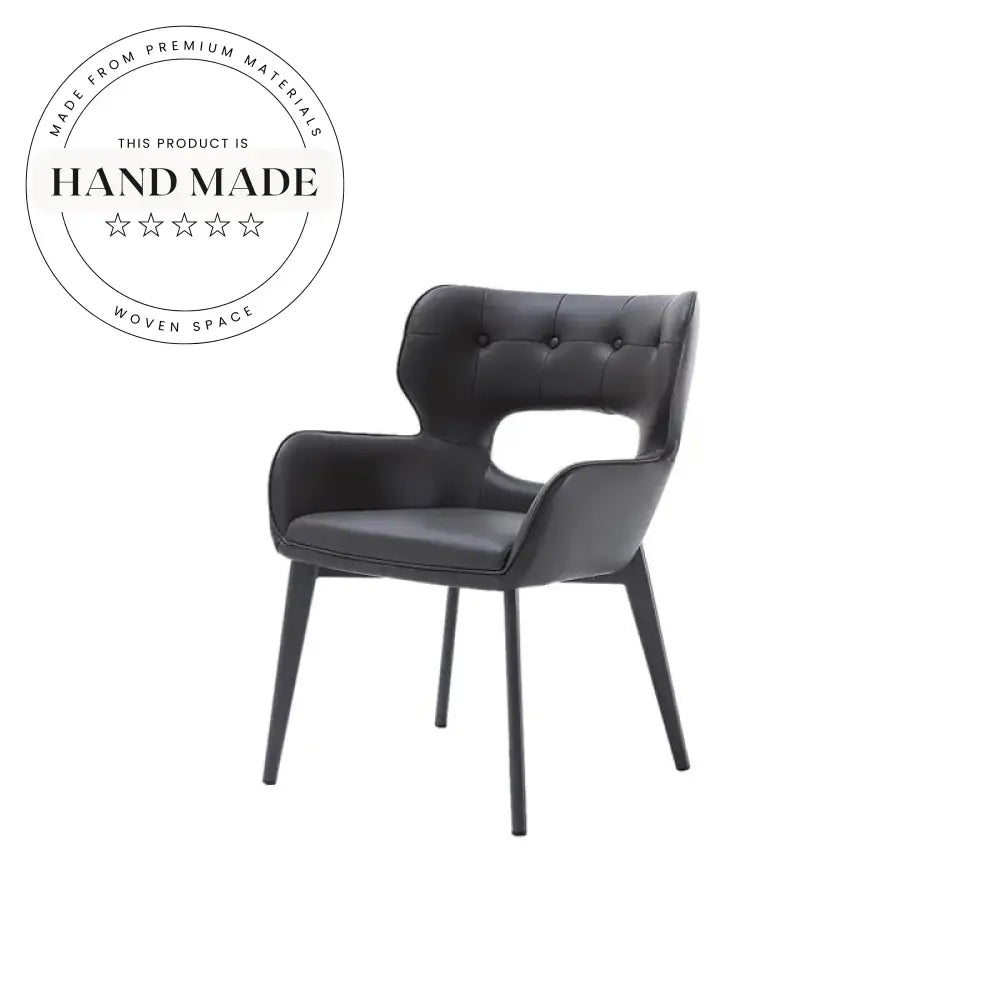 Modern Luxury Black Leather Upholstered Comfortable Padded Dining Chair
