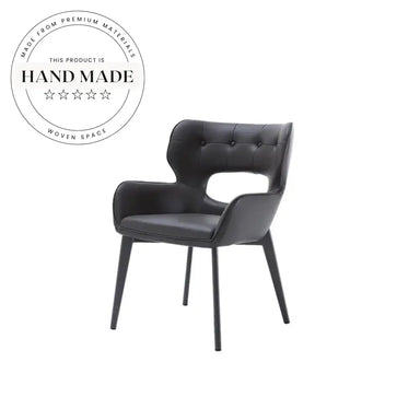 Modern Luxury Black Leather Upholstered Comfortable Padded Dining Chair