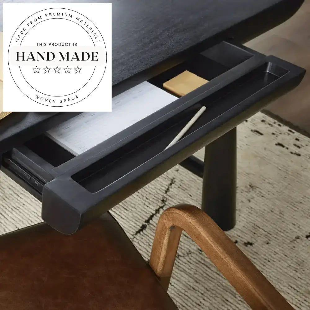 Modern Luxury Black Solid Wood Nordic Executive Writing Desk