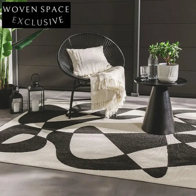 Modern Luxury Black White Geometric Plush Rug for Living Rooms