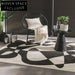 Modern Luxury Black White Geometric Plush Rug for Living Rooms