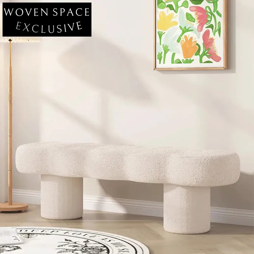 Modern Luxury Boucle Fabric Long Shoe Bench for Entryway or Bedroom