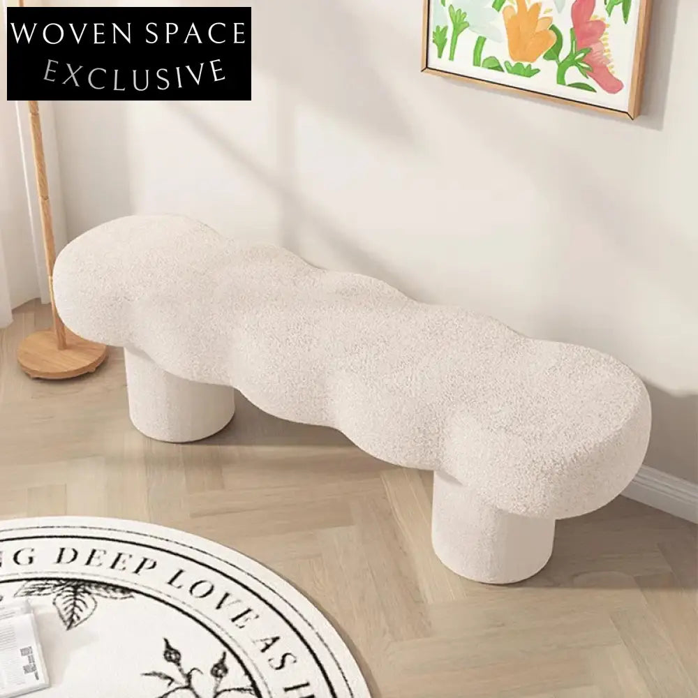 Modern Luxury Boucle Fabric Long Shoe Bench for Entryway or Bedroom