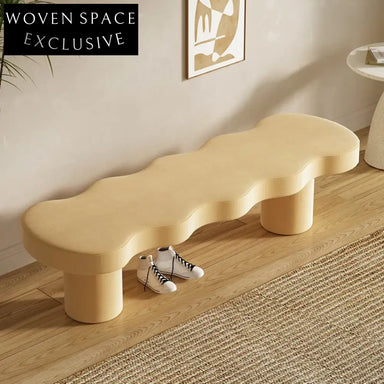 Modern Luxury Boucle Fabric Long Shoe Bench for Entryway or Bedroom