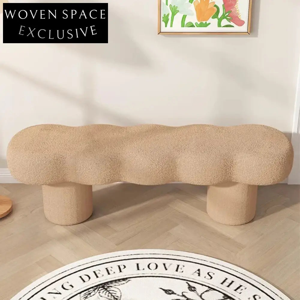 Modern Luxury Boucle Fabric Long Shoe Bench for Entryway or Bedroom