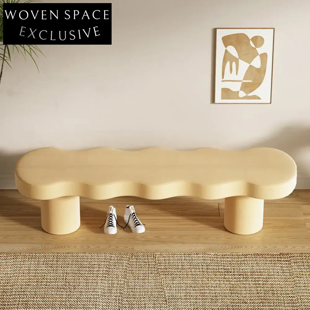 Modern Luxury Boucle Fabric Long Shoe Bench for Entryway or Bedroom