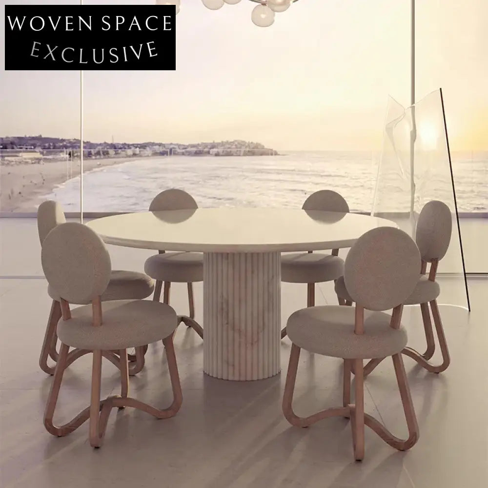 Modern Luxury Calacatta Viola Marble Round Dining Table for Home or Cafe