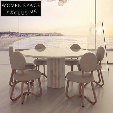 Modern Luxury Calacatta Viola Marble Round Dining Table for Home or Cafe