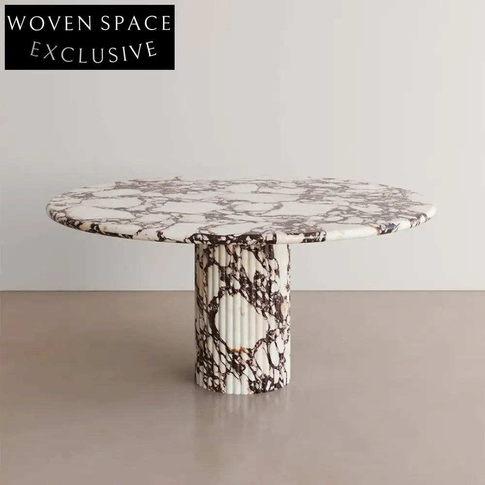 Modern Luxury Calacatta Viola Marble Round Dining Table for Home or Cafe