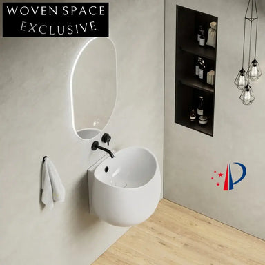Modern Luxury Ceramic Porcelain Wall Hung Mounted Bathroom Wash Basin