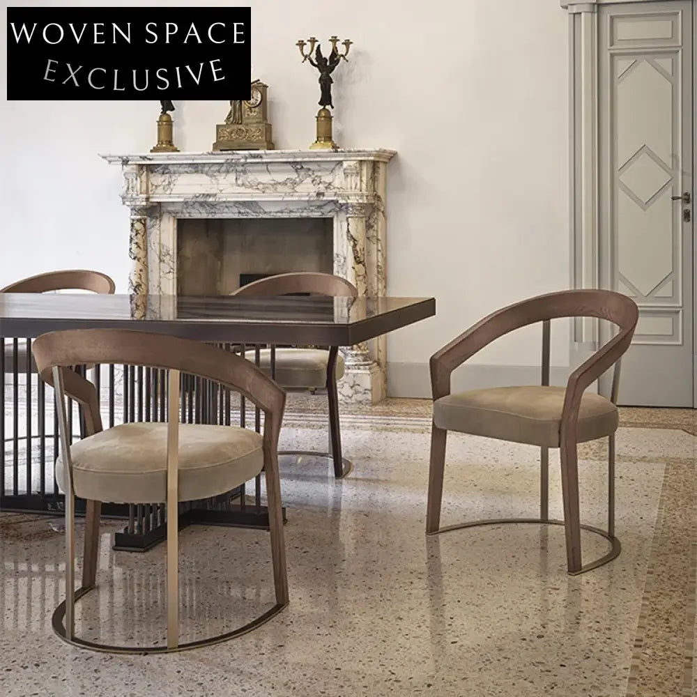 Modern Luxury Curved Backrest Velvet Dining Chair with Metal Legs
