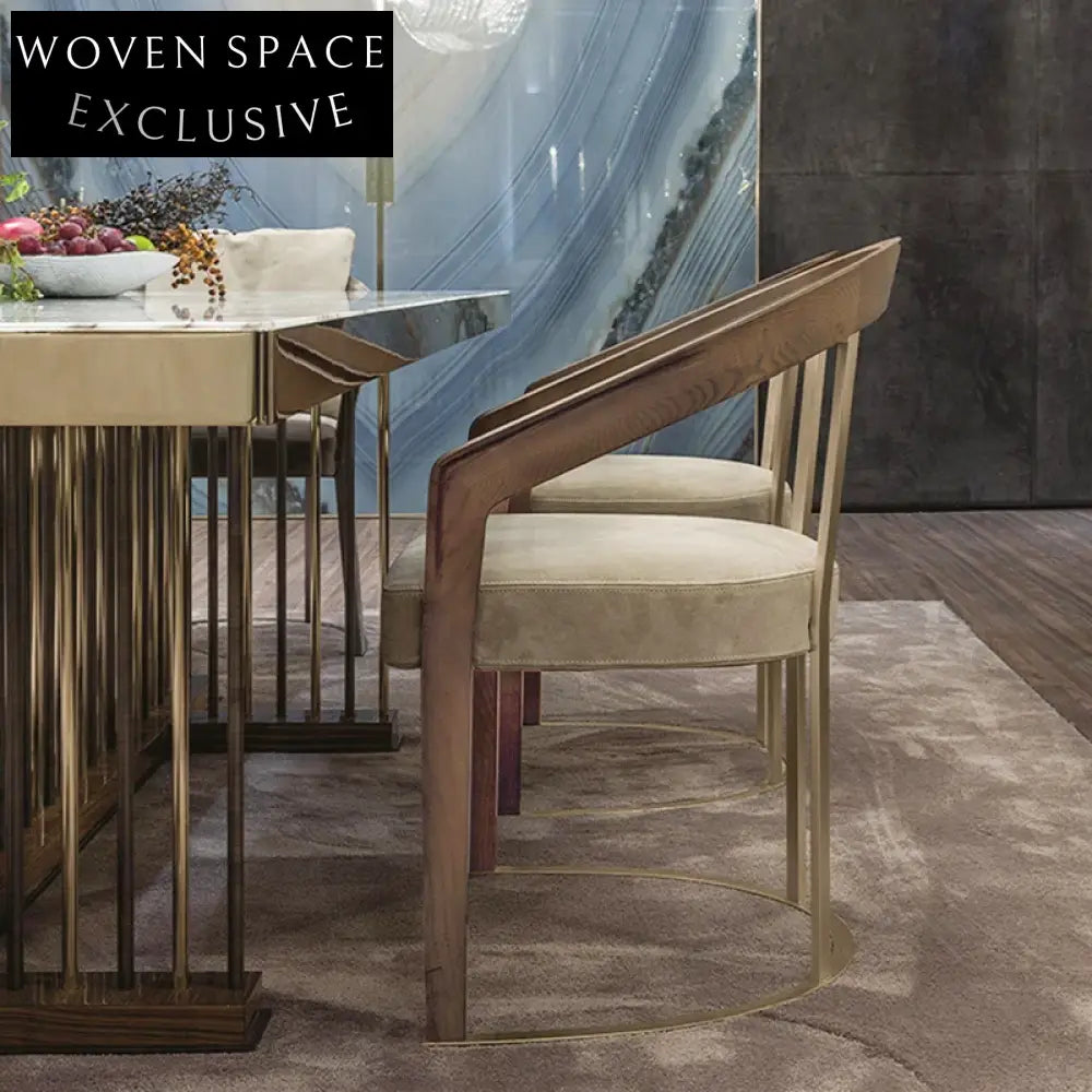 Modern Luxury Curved Backrest Velvet Dining Chair with Metal Legs