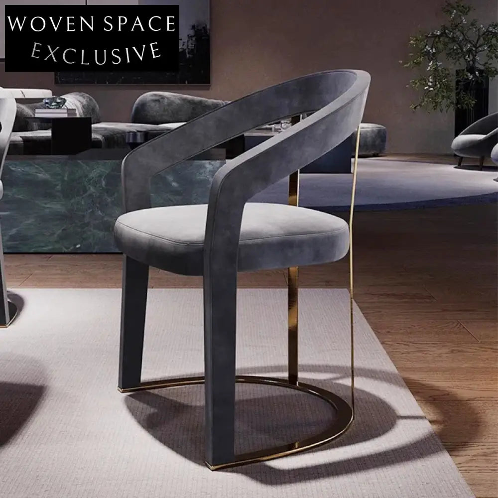 Modern Luxury Curved Backrest Velvet Dining Chair with Metal Legs