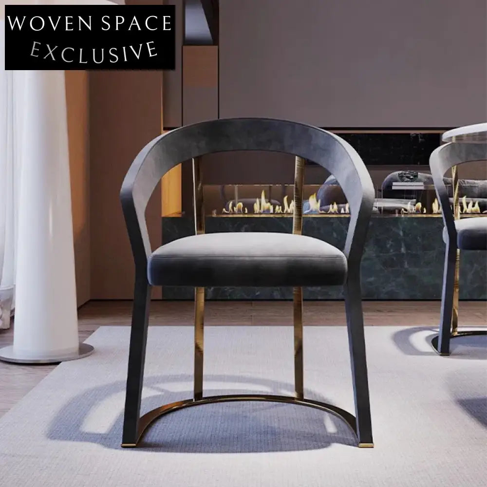 Modern Luxury Curved Backrest Velvet Dining Chair with Metal Legs