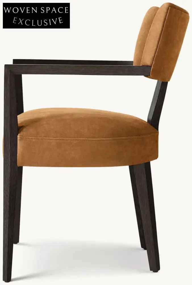 Modern Luxury Customizable Wood Dining Armchair with Oak Veneers