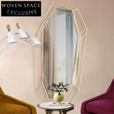 Modern Luxury Diamond Gold Irregular Metal Wall Decor Living Room Mirror