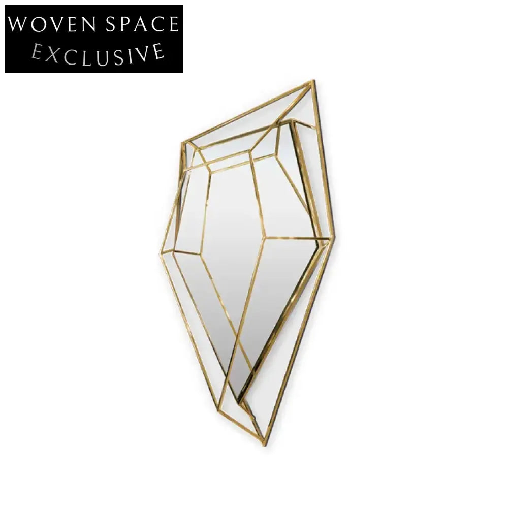 Modern Luxury Diamond Gold Irregular Metal Wall Decor Living Room Mirror
