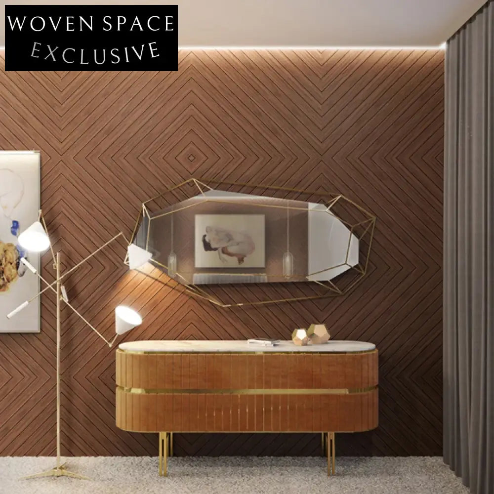 Modern Luxury Diamond Gold Irregular Metal Wall Decor Living Room Mirror