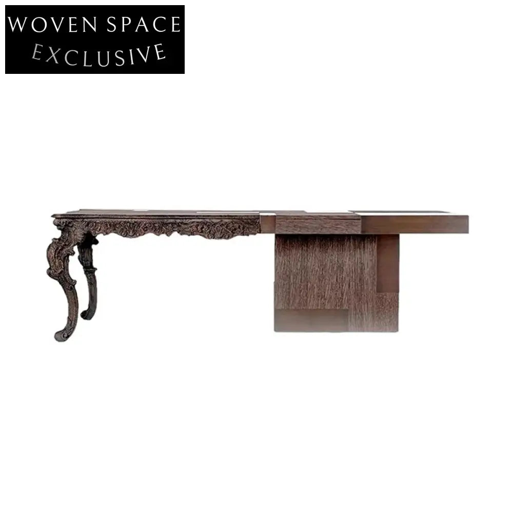 Modern Luxury Executive Hand-Carved Ash Wood Computer Desk for Office