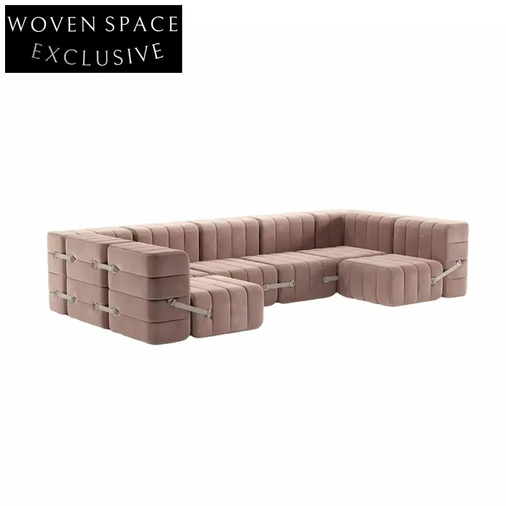 Modern Luxury Fabric Upholstered 3-Seater Modular Sectional Sofa for Living Room
