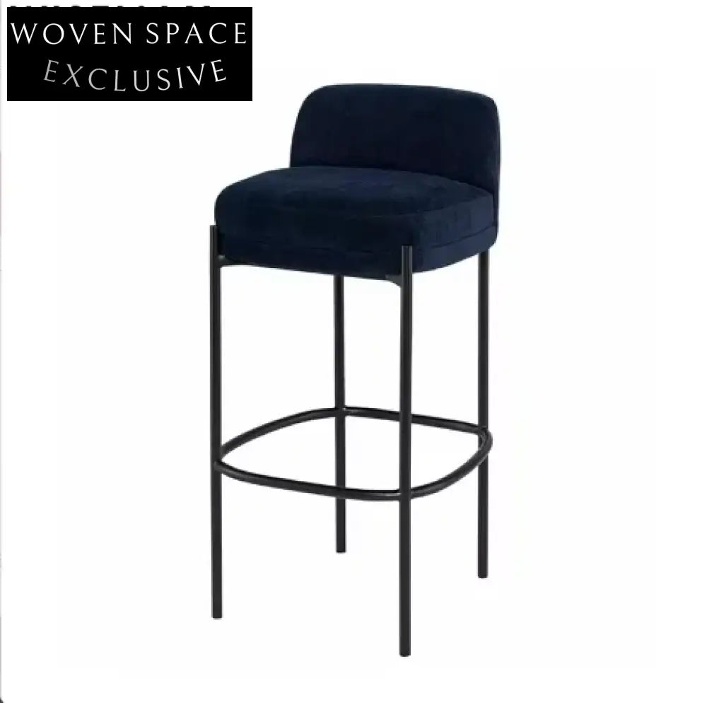 Modern Luxury Fabric Upholstered Bar Stool with Metal Base High Chair