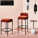 Modern Luxury Fabric Upholstered Bar Stool with Metal Base High Chair